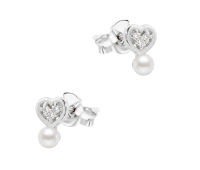 Heart Pearl Silver Stud Earring STS-7061